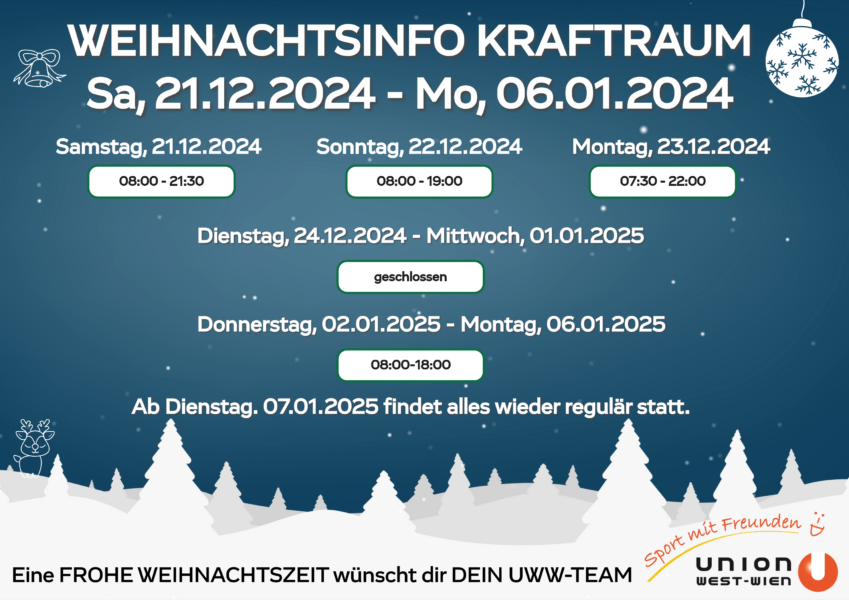 Feiertagsinfo Kraftraum