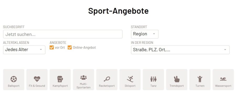 Sportangebot allgemein