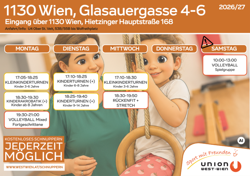 Stundenplan Glasauergasse_Auflistung aller Einheiten unterhalb
