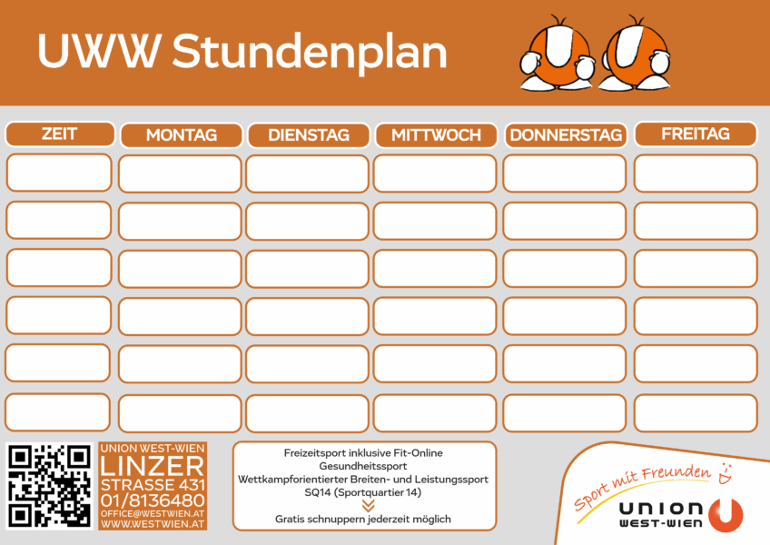 Vorlage leerer UWW Stundenplan